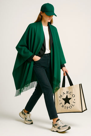 LUCILLE , CASHMERE MIX SHALL , EMERALD GREEN