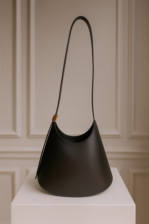 ERIKA , LEATHER SHOULDER BAG , BLACK
