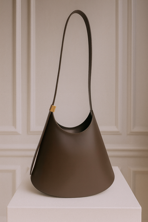 ERIKA , LEATHER SHOULDER BAG , DARK CHOCOLATE