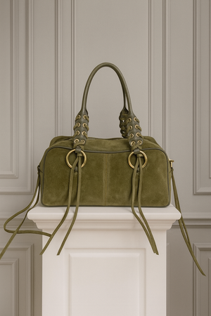 CAMILLE , SUEDE SHOULDER BAG , GREEN