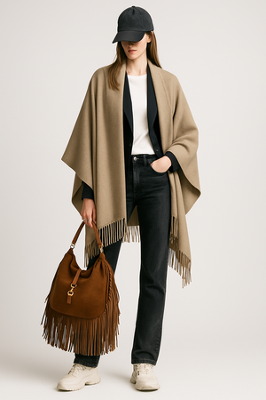 LUCILLE , CASHMERE MIX SHALL , TAUPE