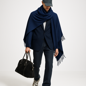 LUCILLE , CASHMERE MIX SHALL , NAVY