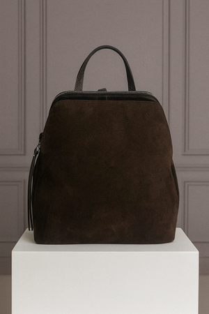 RONNY , SUEDE BACKPACK , DARK CHOCOLATE