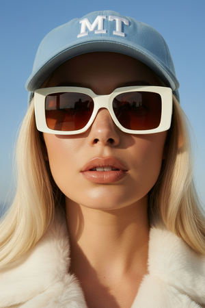 LINA , RECTANGULAR SUNGLASSES , WHITE & NEON
