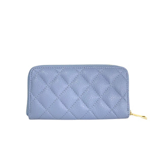 Polly , Quilted Leather Purse, Blue