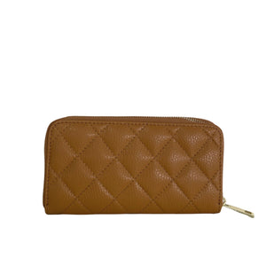 Polly , Quilted Leather Purse , Tan
