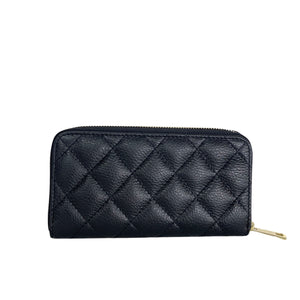 Polly , Quilted Leather Purse , Black