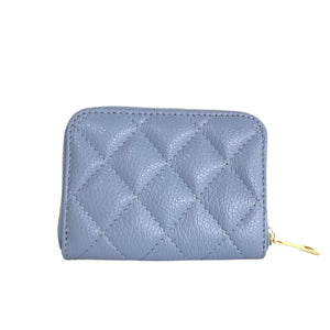 Little Polly , Quilted Leather Purse , Blue