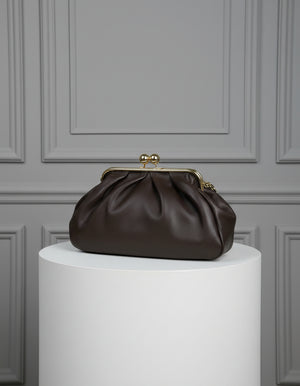 REBELLE , KISS & SNAP LARGE SHOULDER BAG , DARK CHOCOLATE