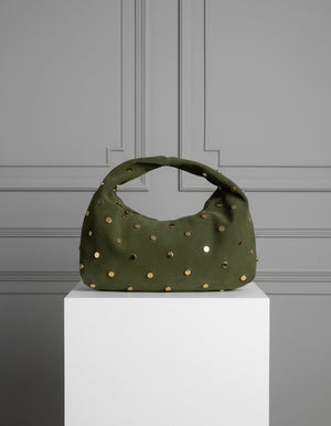 BEATRICE , GOLD STUDDS SHOULDER BAG , GREEN