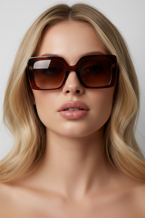 DEBBIE , MEDIUM SQUARE SUNGLASSES , BROWN
