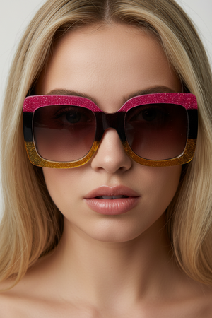 MILLY , LARGE FRAME SUNGLASSES , FUCHSIA & GLITTER