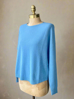 ROUND-NECK BOYFRIEND JUMPER  , SKY BLUE