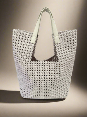 MONACO , WOVEN SATIN  SHOULDER BAG , ARCTIC WHITE