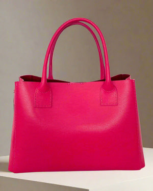 MARGOT , LEATHER TOTE BAG , FUCHSIA