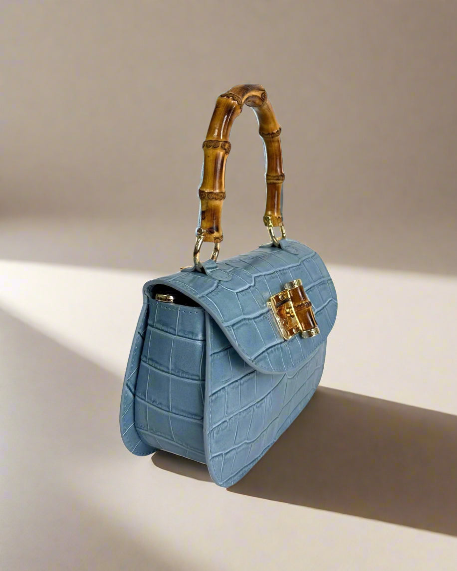 MABELLE MOCK CROCK LEATHER HANDBAG CROSSBODY BAG PINK