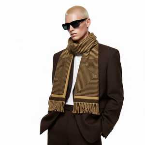 HARRISON , CASHMERE MIX SCARF , BROWN & TAN