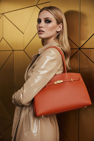 JACQUELINE LARGE TOTE BAG , ORANGE