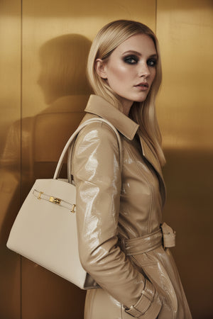 JACQUELINE LARGE TOTE BAG , VANILLA