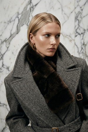 FAUX FOX FUR COLLAR - SCARF , CHOCOLATE