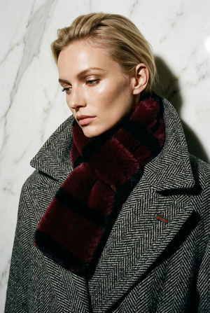 FAUX FOX FUR COLLAR - SCARF , RED