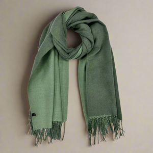 FRANCES , DOUBLE FACE CASHMERE MIX SCARF , SAGE GREEN