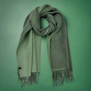 FRANCES , DOUBLE FACE CASHMERE MIX SCARF , SAGE GREEN