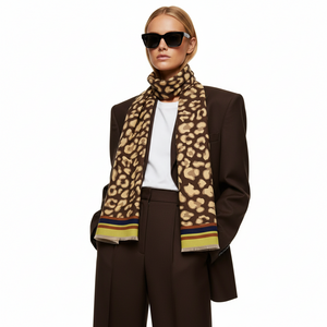 ROSIE , CASHMERE MIX SCARF , LIME & NAVY