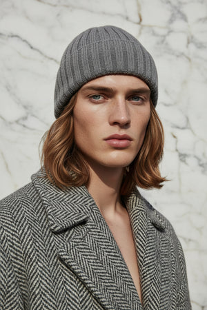100% WOOL BEANIE , TAUPE