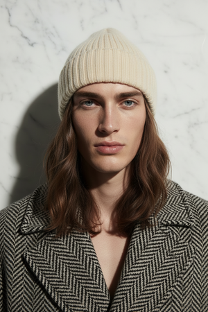 100% WOOL BEANIE , VANILLA