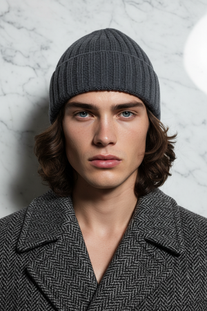 100% WOOL BEANIE , SLATE