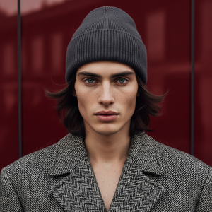 BEN , CASHMERE MIX BEANIE , DARK BROWN
