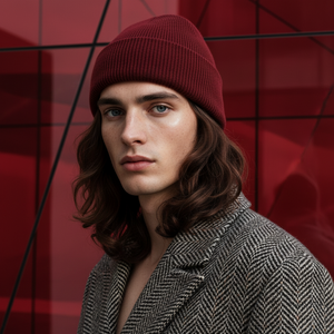 BEN , CASHMERE MIX BEANIE , DARK RED