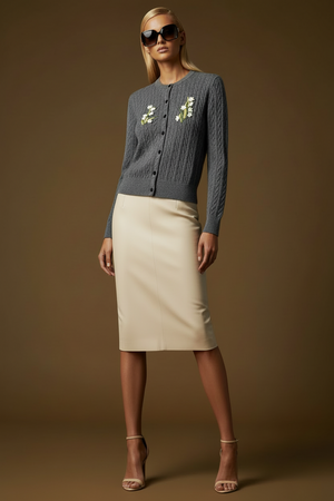 LILLY OF THE VALLEY , 100% CASHMERE CARDIGAN