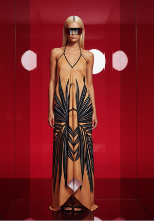 THE PALM , SILK ALTER-NECK DRESS