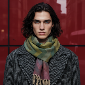 ELENA , WOOL MIX SCARF , GREEN