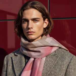 ELENA , WOOL MIX SCARF , PINK