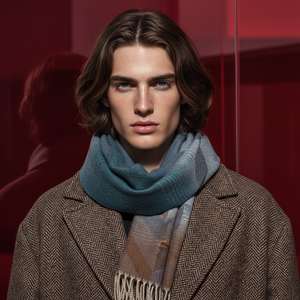 ELENA , WOOL MIX SCARF , BLUE