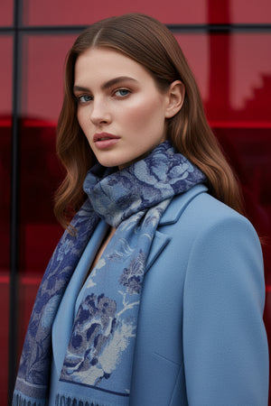 FLORENCE , CASHMERE MIX SCARF , BLUE