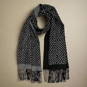 MAZE , CASHMERE MIX SCARF , BLACK & GREY