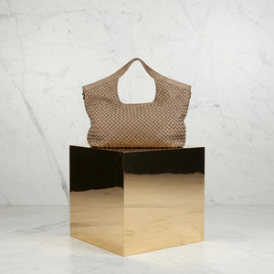 VANESSA , WOVEN LEATHER TOTE BAG , TAUPE