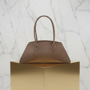 FRANCESCA , MOCK-CROCK SHOULDER BAG , TAUPE