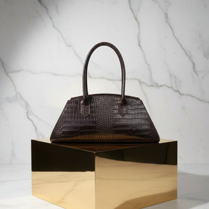 FRANCESCA , MOCK-CROCK SHOULDER BAG , DARK CHOCOLATE BROWN