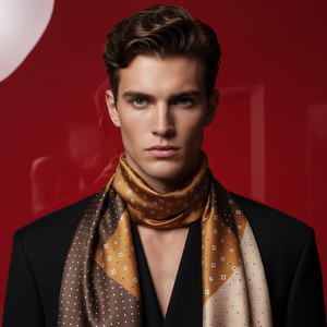 Teddy , Square Silk Scarf , Gold