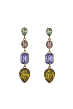 CHRYSTAL DROPS EARRINGS , GOLD PLATED