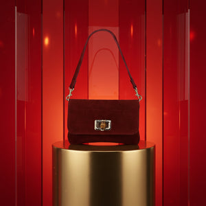 SANDRINE , SUEDE SMALL CROSSBODY BAG , BORDEAUX