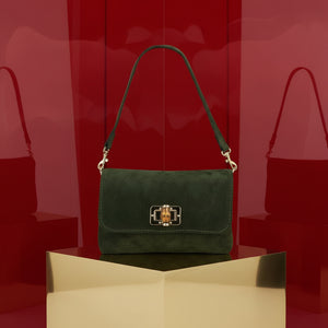 SANDRINE , SUEDE SMALL CROSSBODY BAG , GREEN