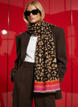 ROSIE , CASHMERE MIX SCARF , ORANGE & FUCHSIA