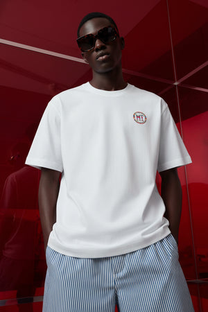 MT COLOUR LOGO BOXY OVERSIZED T-SHIRT , WHITE MULTI