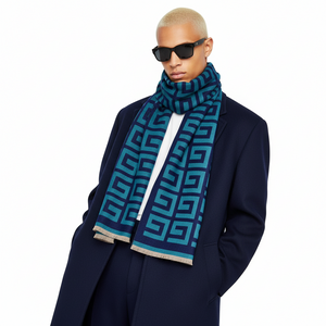 GABRIEL , CASHMERE MIX SCARF , BLUE & BLUE